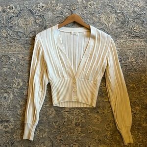 Aritzia - Wilfred Plunge Front Cardigan, Small, Off-white/ Birch color